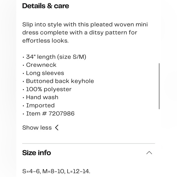 NWOT Wishlist Apparel Floral Pleated Bohemian Dress - Size S/M - Picture 4 of 12